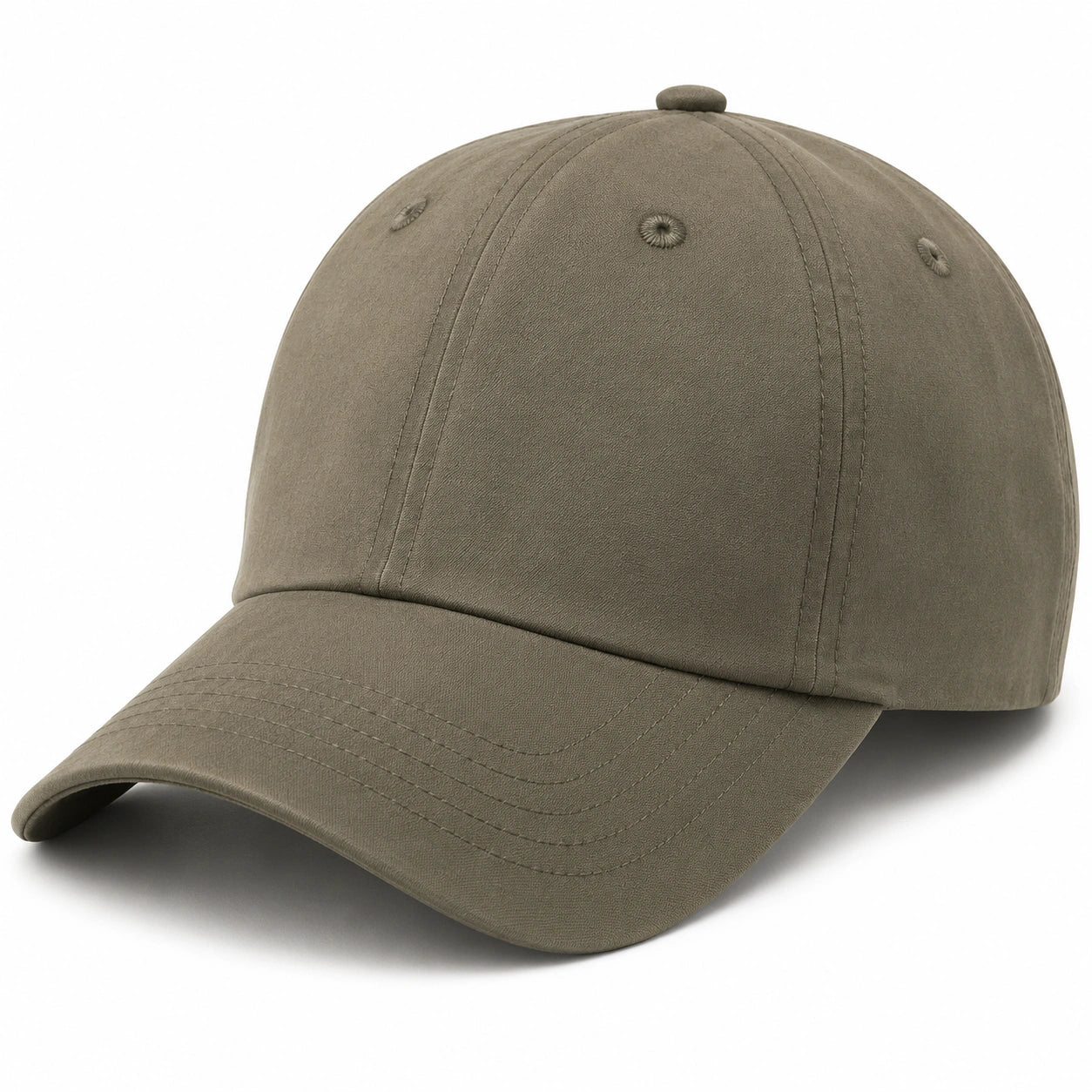 Cappellino da baseball taglia unica in tessuto effetto scamosciato kaki - visiera curva casual