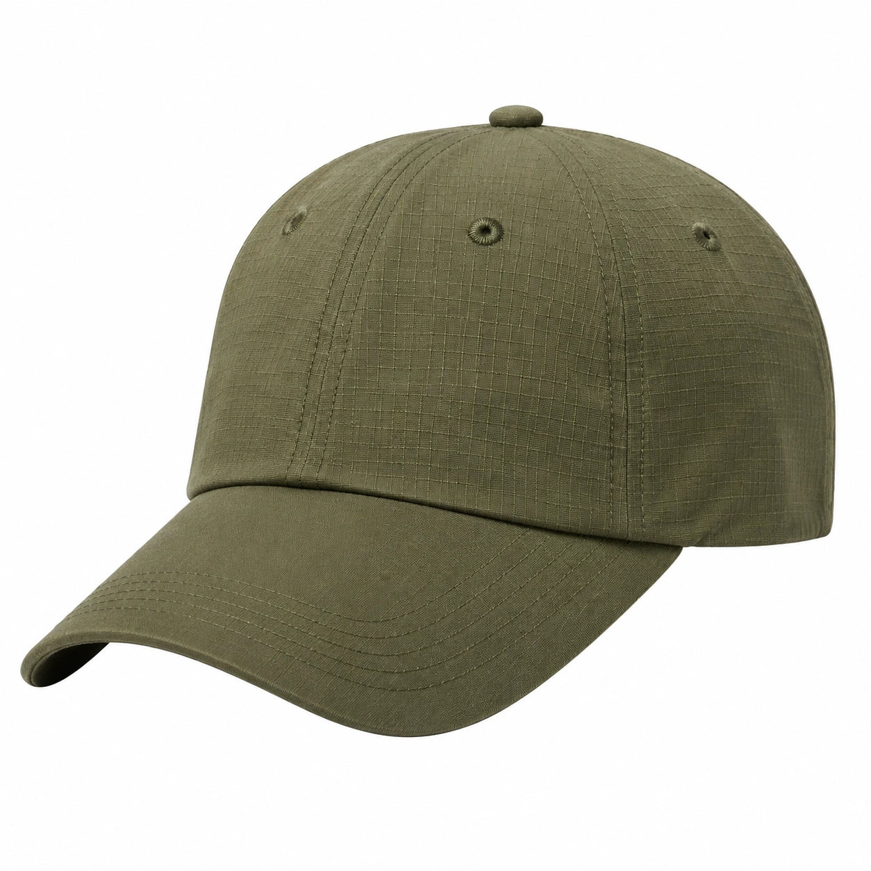 Cappellino da baseball taglia unica in tessuto verde oliva con visiera curva