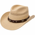 Cappello da cowboy taglia unica in paglia beige con fascia marrone stile western