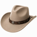 Cappello cowboy taglia unica in tessuto effetto camoscio beige con fascia intrecciata