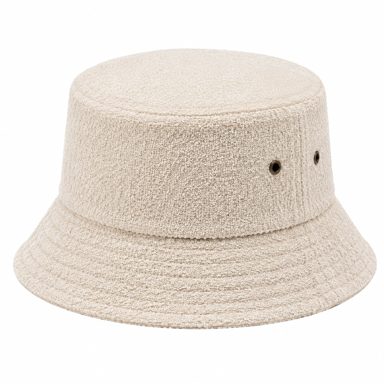 Cappello pescatore taglia unica in tessuto bouclé beige - traspirante casual