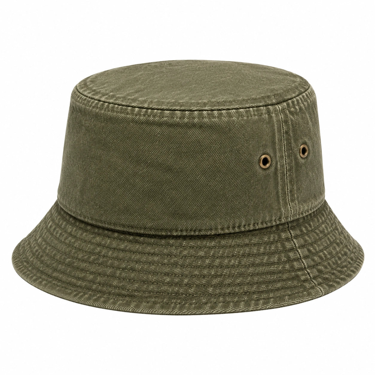 Cappello da pescatore taglia unica in cotone verde oliva lavato - stile casual traspirante