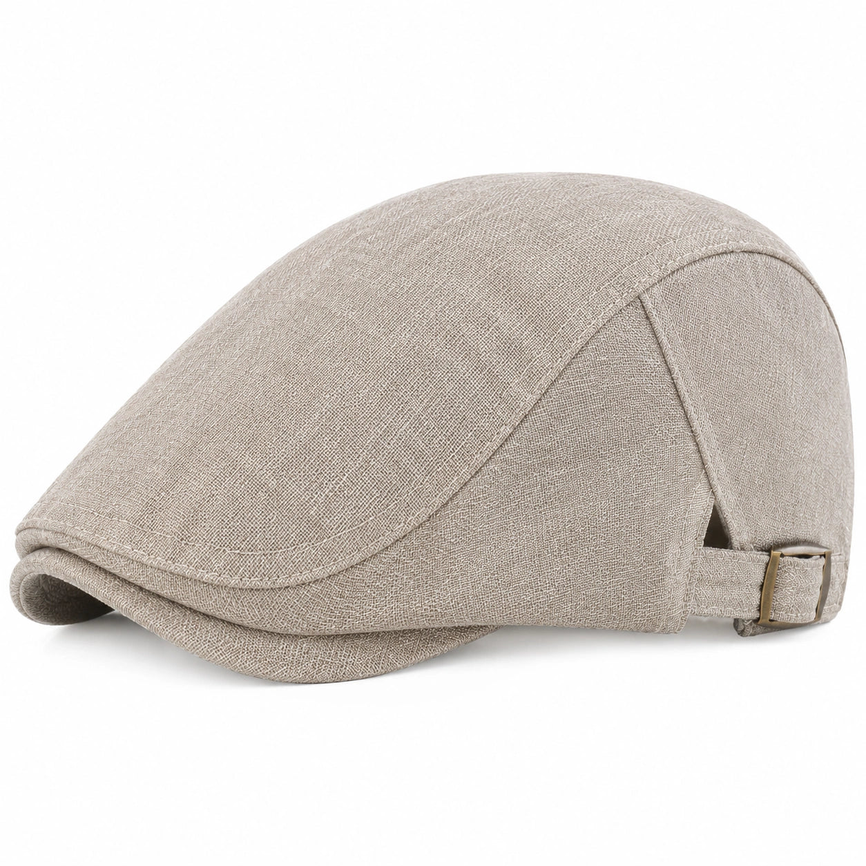 Coppola uomo taglia unica in tessuto beige regolabile stile classico